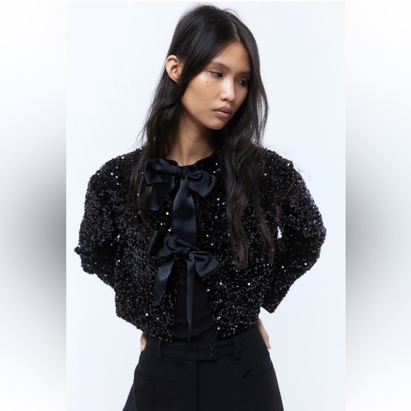 Sequined Bow-Front tie jacket. SOLD - Picture 2 of 7